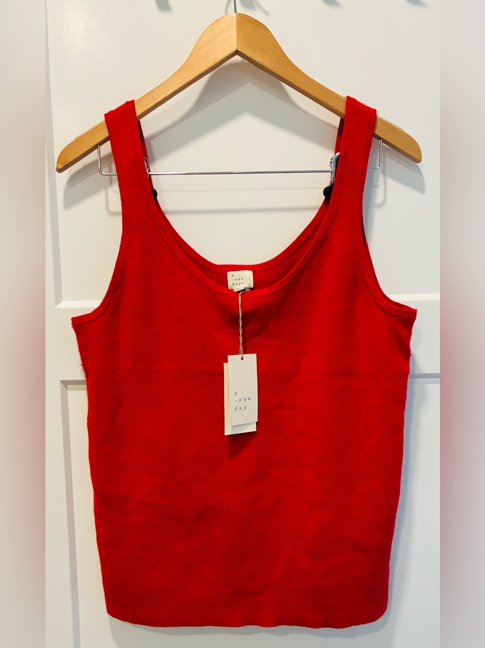 a new day Bright Red sweater cashmere Tank XXL  holiday